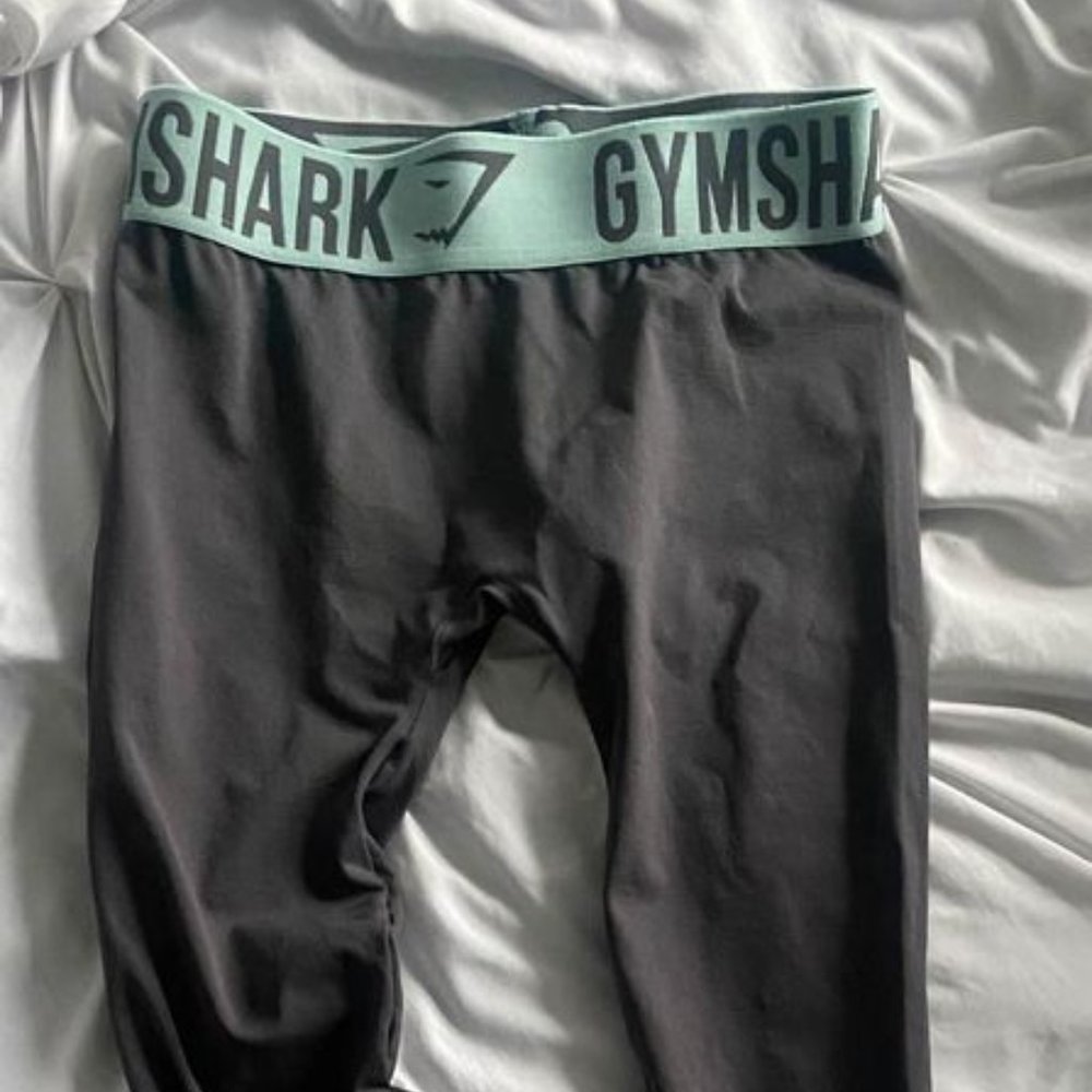 Gymshark Seamless Charcoal Leggings with Teal Band